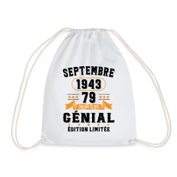 79 Ans Anniversaire Vintage Né(e) Septembre 1943 - Sac de sport léger - blanc - Devant