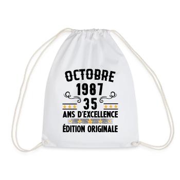35 Ans Anniversaire Vintage Né(e) en Octobre 1987 - Sac de sport léger - blanc - Devant