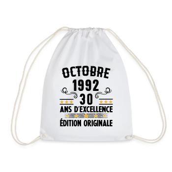 30 Ans Anniversaire Vintage Né(e) en Octobre 1992 - Sac de sport léger - blanc - Devant