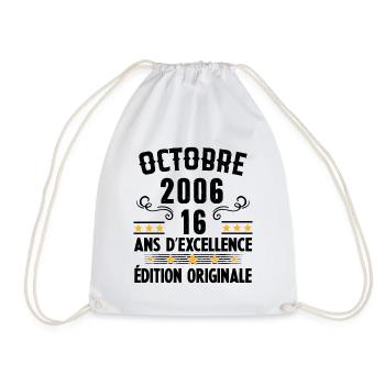 16 Ans Anniversaire Vintage Né(e) en Octobre 2006 - Sac de sport léger - blanc - Devant
