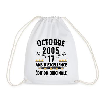 17 Ans Anniversaire Vintage Né(e) en Octobre 2005 - Sac de sport léger - blanc - Devant