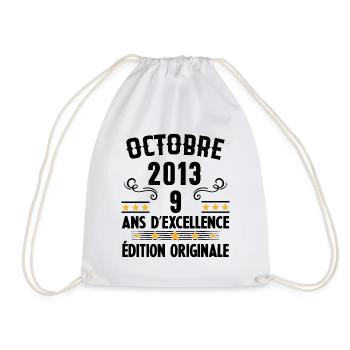 9 Ans Anniversaire Vintage Né(e) en Octobre 2013 - Sac de sport léger - blanc - Devant