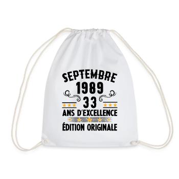 33 Ans Anniversaire Vintage Né(e) Septembre 1989 - Sac de sport léger - blanc - Devant