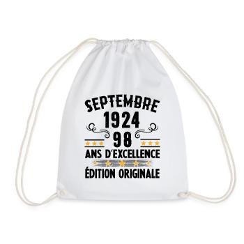 98 Ans Anniversaire Vintage Né(e) Septembre 1924 - Sac de sport léger - blanc - Devant