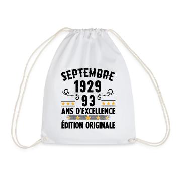 93 Ans Anniversaire Vintage Né(e) Septembre 1929 - Sac de sport léger - blanc - Devant