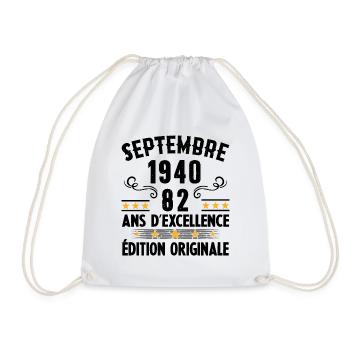 82 Ans Anniversaire Vintage Né(e) Septembre 1940 - Sac de sport léger - blanc - Devant