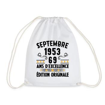 69 Ans Anniversaire Vintage Né(e) Septembre 1953 - Sac de sport léger - blanc - Devant