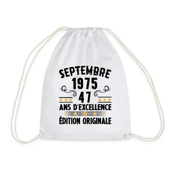 47 Ans Anniversaire Vintage Né(e) Septembre 1975 - Sac de sport léger - blanc - Devant