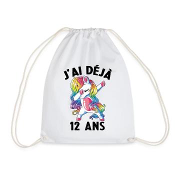 J'ai Déja 12 Ans Cadeau Anniversaire Fille Licorne - Sac de sport léger - blanc - Devant