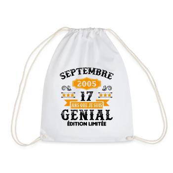 17 Ans Anniversaire Vintage Né(e) Septembre 2005 - Sac de sport léger - blanc - Devant