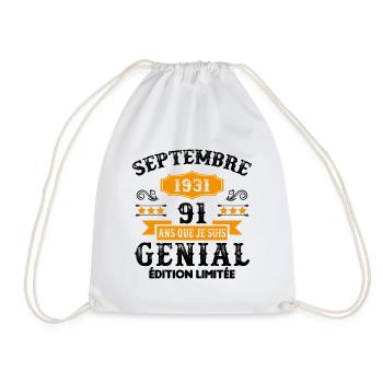 91 Ans Anniversaire Vintage Né(e) Septembre 1931 - Sac de sport léger - blanc - Devant
