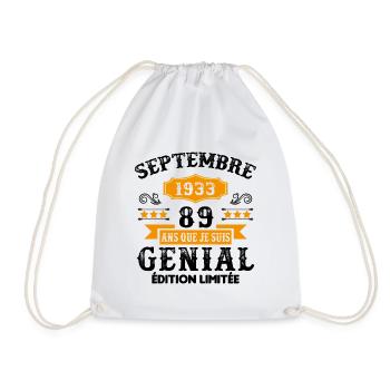 89 Ans Anniversaire Vintage Né(e) Septembre 1933 - Sac de sport léger - blanc - Devant