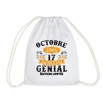 17 Ans Anniversaire Vintage Né(e) en Octobre 2005 - Sac de sport léger - blanc - Devant