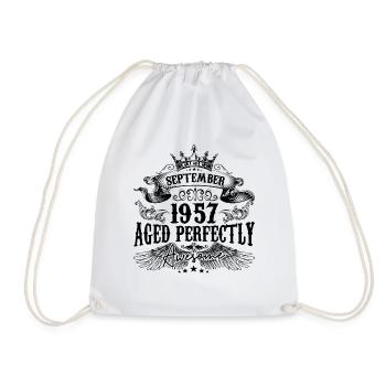 Birthday 1957 September 1957 born in September 1 - Drawstring Bag - white - Front