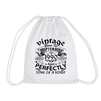 Septembre 1990 | Vintage 1990 | né en Septembre - Sac de sport léger - blanc - Devant