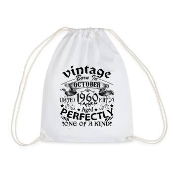 October 1960 | Vintage 1960's | born in October - Drawstring Bag - white - Front