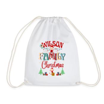 Wilson Family Christmas Personalized Design - Drawstring Bag - white - Front
