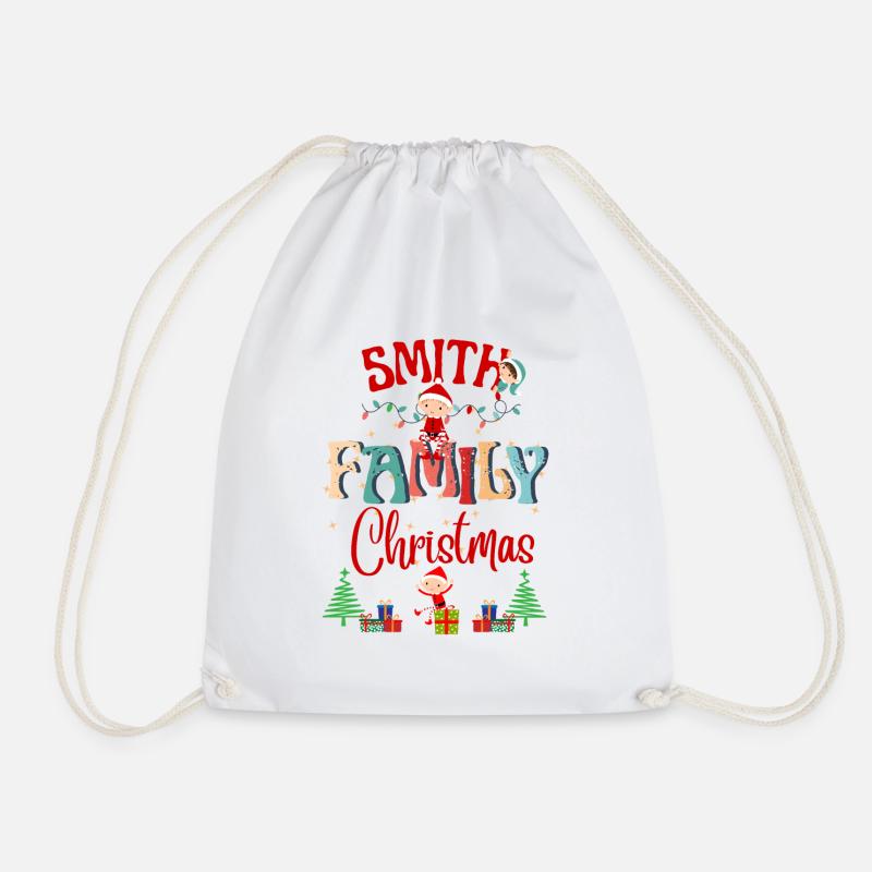 Smith Family Christmas Celebration Design - Drawstring Bag - white