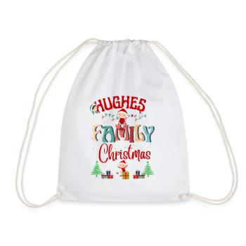 Hughes Family Christmas Celebration Design - Drawstring Bag - white - Front