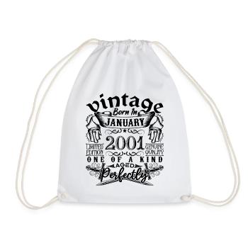 Birthday 2001 January 2001 born in January - Drawstring Bag - white - Front