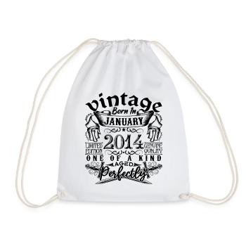 Birthday 2014 January 2014 born in January - Drawstring Bag - white - Front