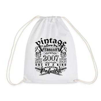 Birthday 2007 February 2007 born in February - Drawstring Bag - white - Front