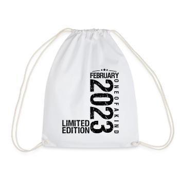 Birthday February 2023 February born in February - Drawstring Bag - white - Front