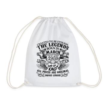 Birthday 1959 March 1959 born in March 1959 - Drawstring Bag - white - Front