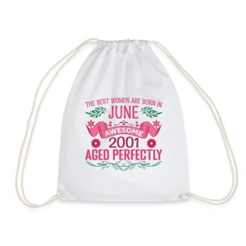 June 2001 Female Birthday June 2001 - Drawstring Bag - white - Front