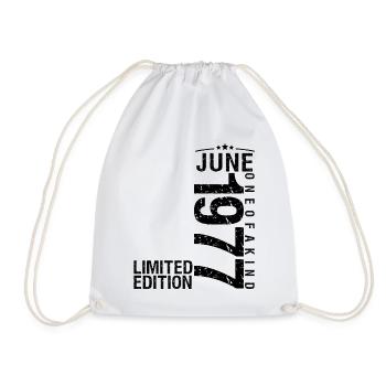 Birthday June 1977 June born in June 1977 - Drawstring Bag - white - Front