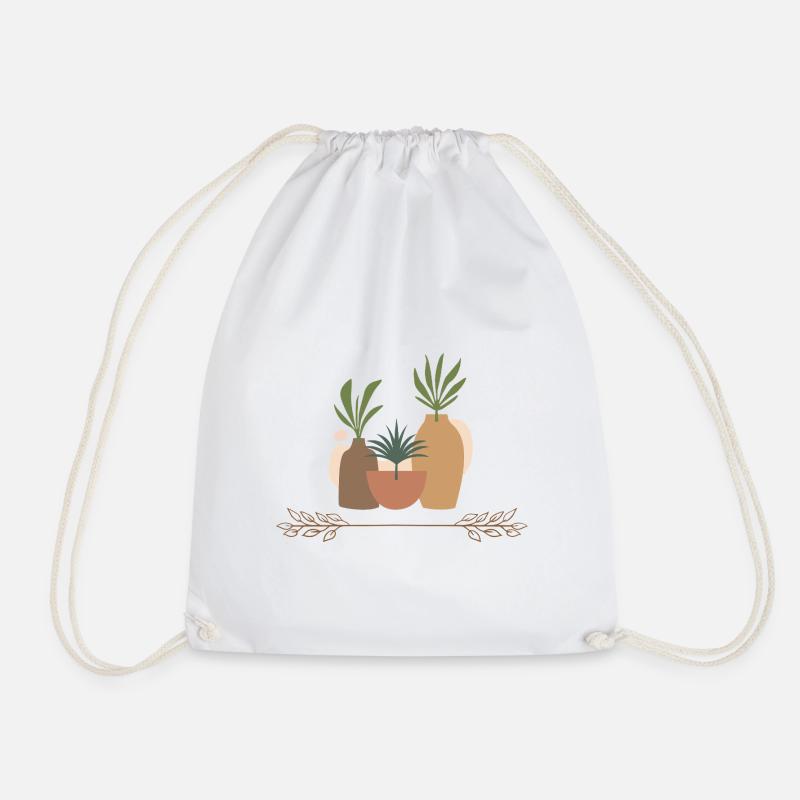 Vase Plants Collage - Drawstring Bag - white