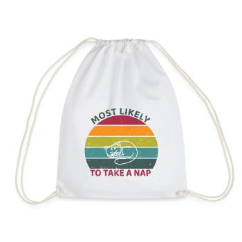 Most likely to take a nap - sleeping cat - Drawstring Bag - white - Front