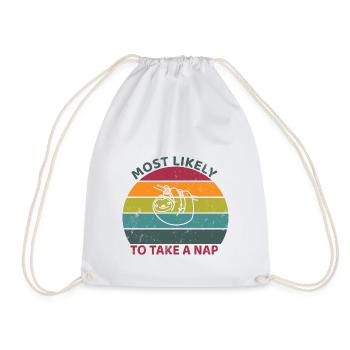 Most likely to take a nap - Sloth - Drawstring Bag - white - Front
