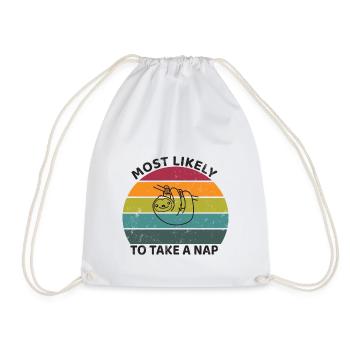 Most likely to take a nap - Sloth - Drawstring Bag - white - Front