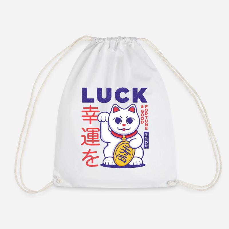 Glückliche japanische Katze - Turnbeutel - Weiß