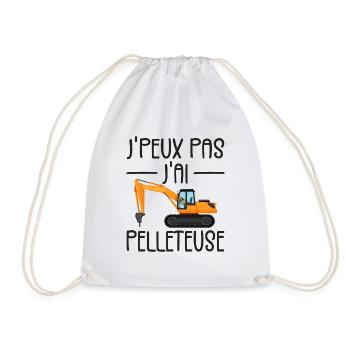 J'peux Pas J'ai Pelleteuse Cadeau Drôle Chantier - Sac de sport léger - blanc - Devant