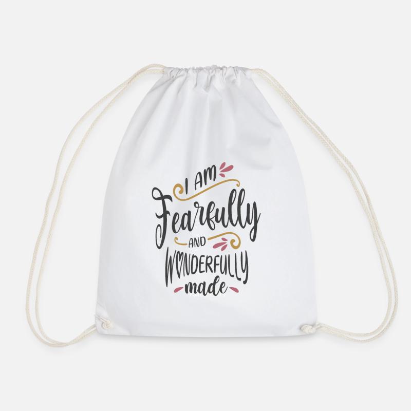 Divinely - I am Fearfully and Wonderfully Made - Drawstring Bag - white