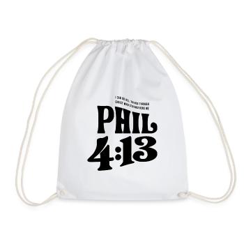 All Things Possible - Philippians 4:13 Christian - Drawstring Bag - white - Front