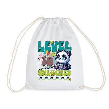 10th Anniversary Level Unlocked Gaming Panda - Drawstring Bag - white - Front