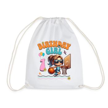 basket-ball 1er anniversaire fille basketteur - Sac de sport léger - blanc - Devant