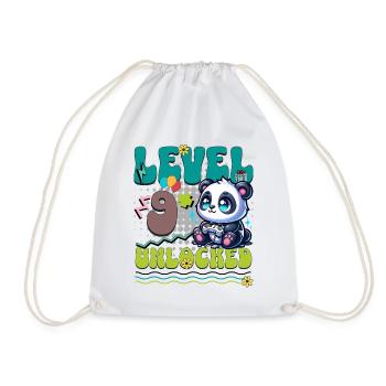 9th Birthday Level Unlocked Gaming Panda - Drawstring Bag - white - Front