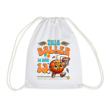 Basketball 13th Birthday Children's Birthday Party - Drawstring Bag - white - Front