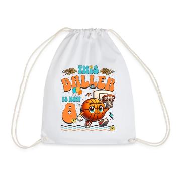 Basketball 8th Birthday Children's Birthday Party - Drawstring Bag - white - Front