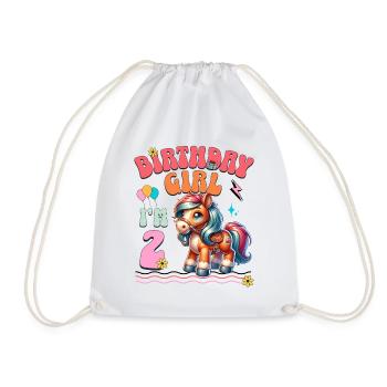 2ème anniversaire fille équitation - Sac de sport léger - blanc - Devant