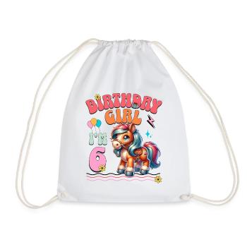 6ème anniversaire fille équitation - Sac de sport léger - blanc - Devant