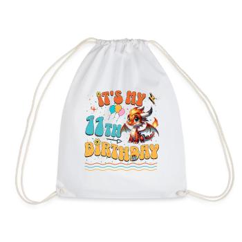 Dragon 11th Birthday Dragon - Drawstring Bag - white - Front