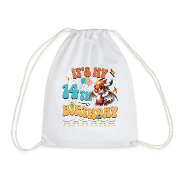 Dragon 14th Birthday Dragon - Drawstring Bag - white - Front