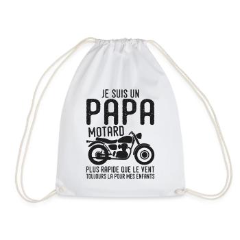 Biker Papa, Motorrad, Vatertagsgeschenk - Turnbeutel - Weiß - Vorne