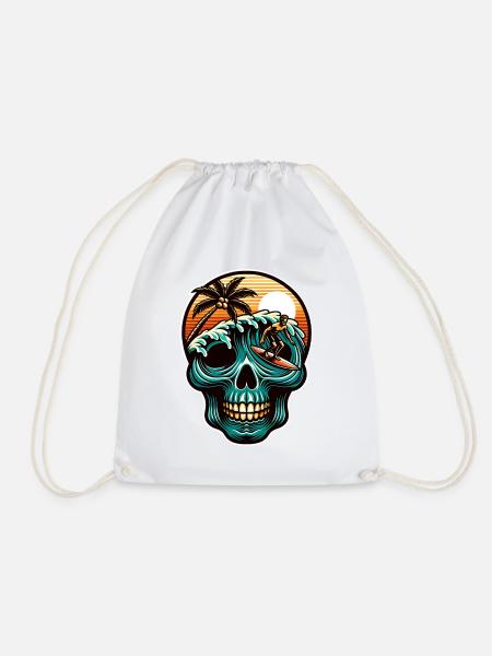 Surfen Surfer skull - Turnbeutel - Weiß