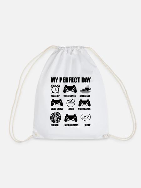 Mein perfekter Tag - Gamer - Turnbeutel - Weiß